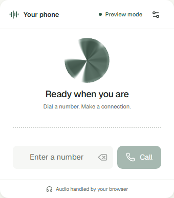 Basic calling widget with a simple dial input