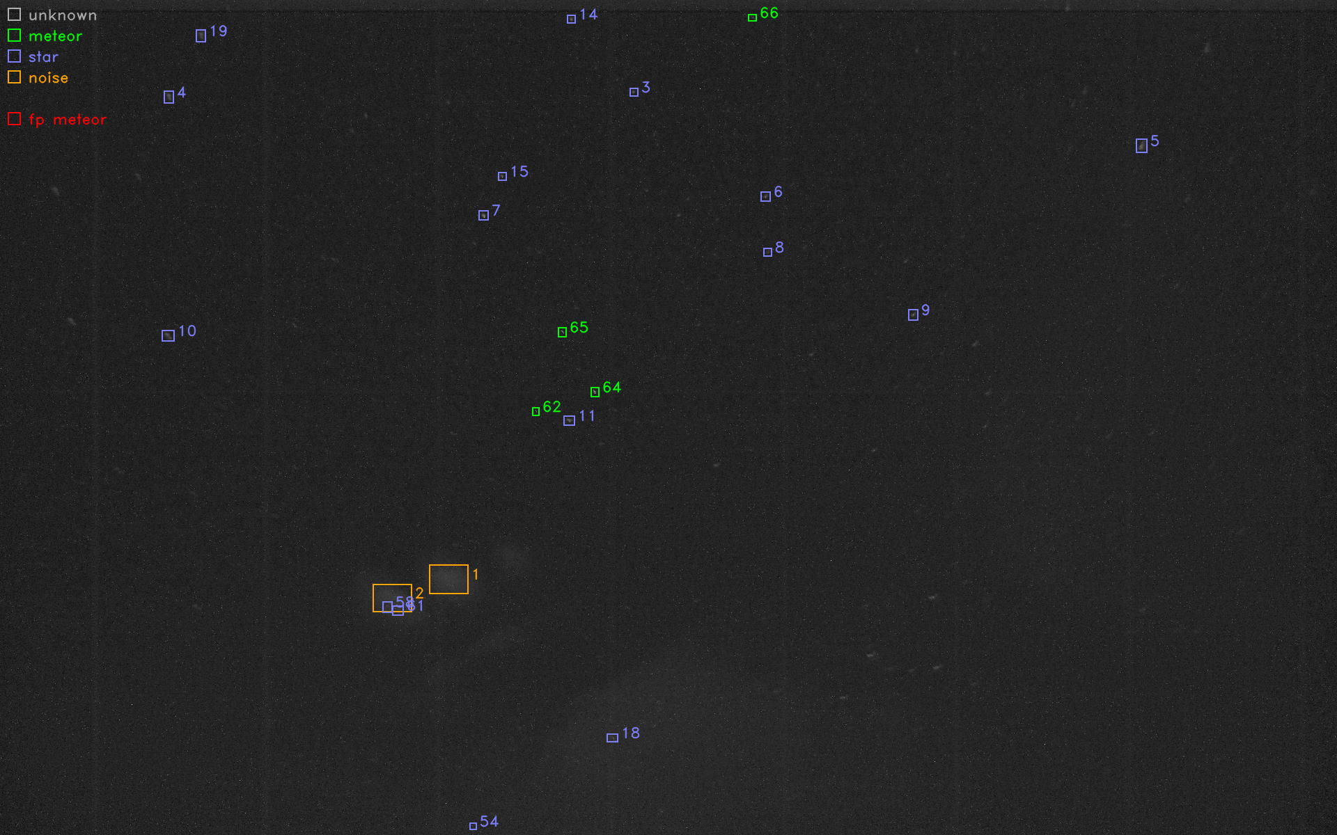 Image showing an example of meteors detection with FMDT.