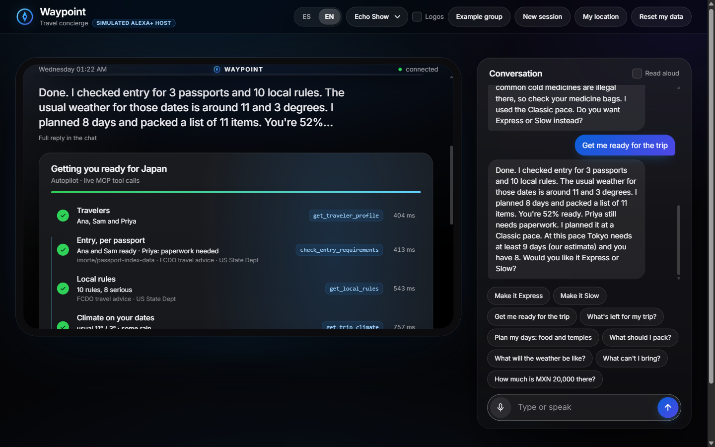Waypoint Autopilot executing live MCP tools