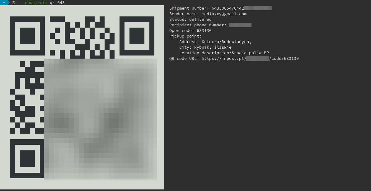 A screenshot showing the terminal output of the previous command, including a QR code