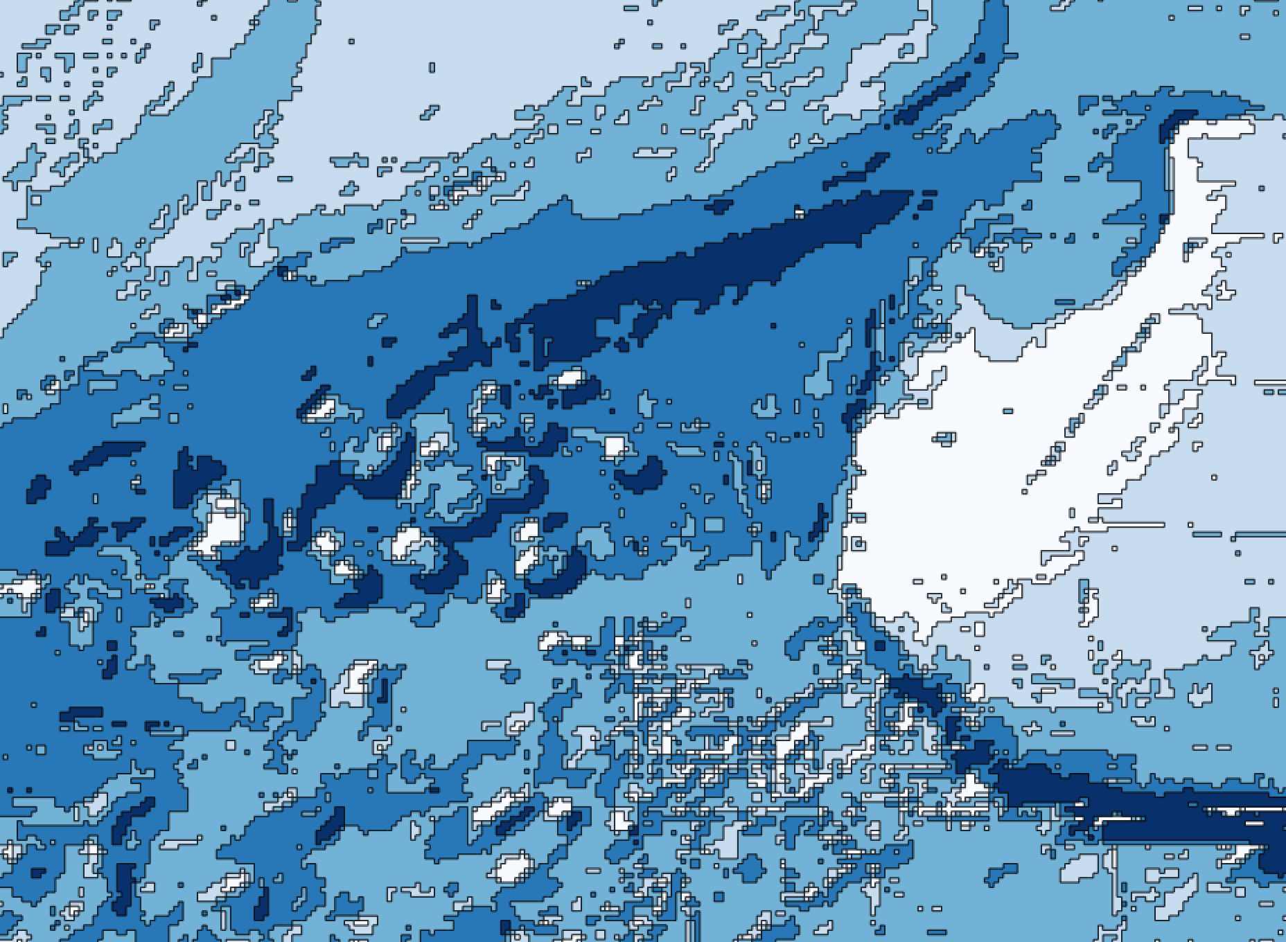 Polygonized Data viewed in QGIS