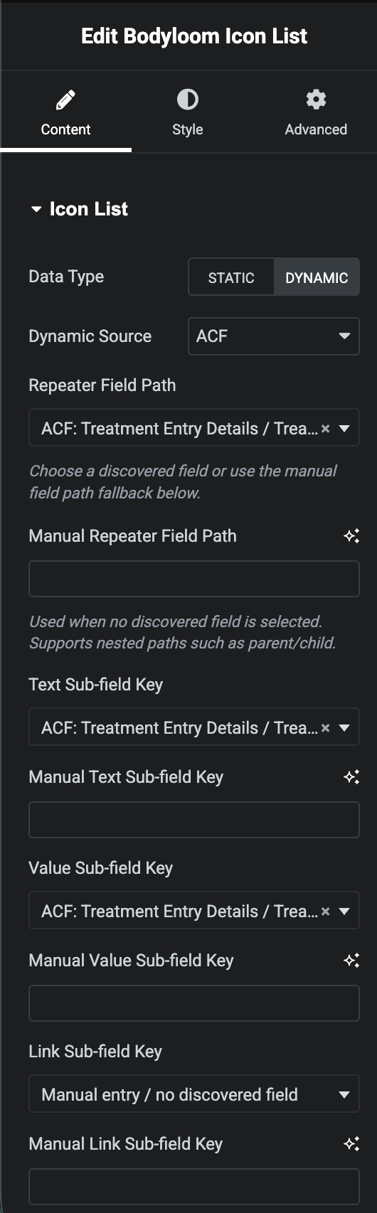 Content Edit Panel