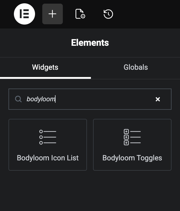 Elementor Elements Panel