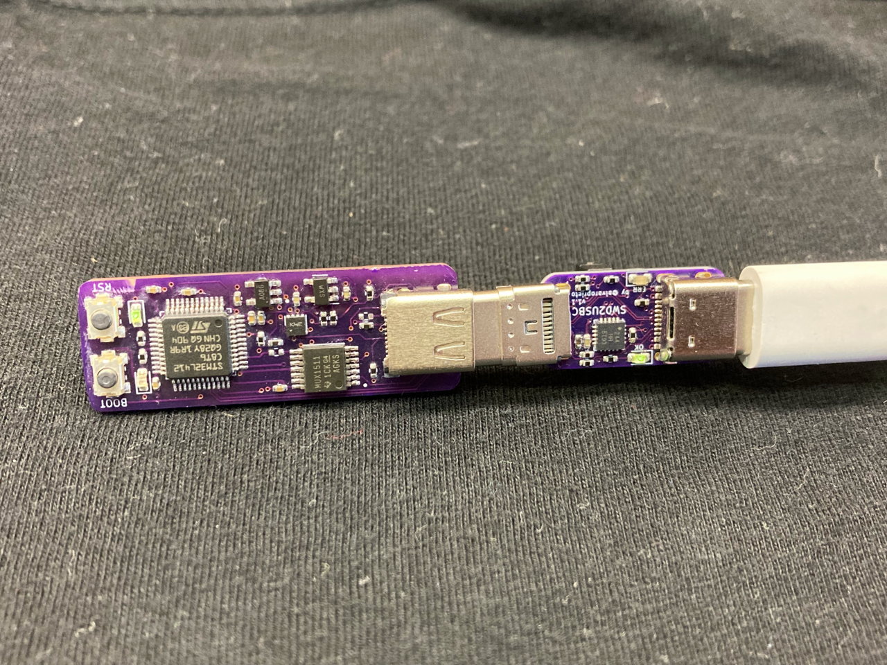 SWD to USB-C Example Target in Use