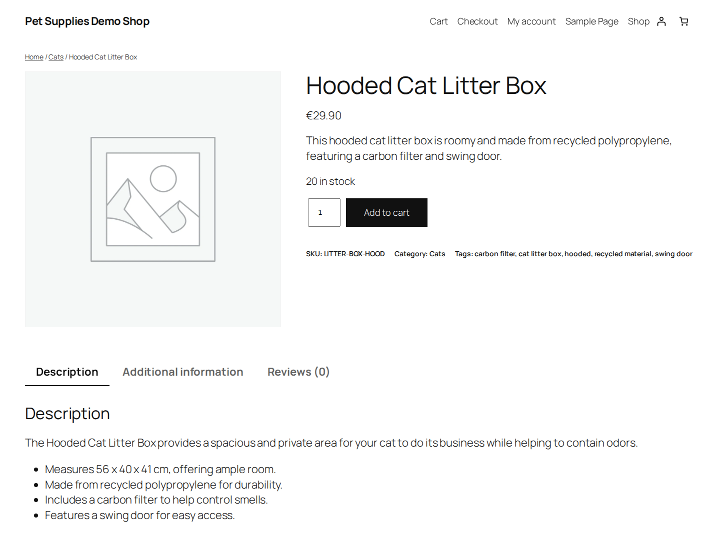 Product page after approval