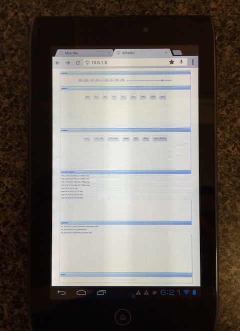 My Raspberry Pi radio - UI on the Android tablet