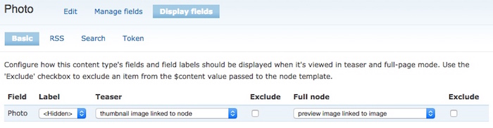 Photo display settings