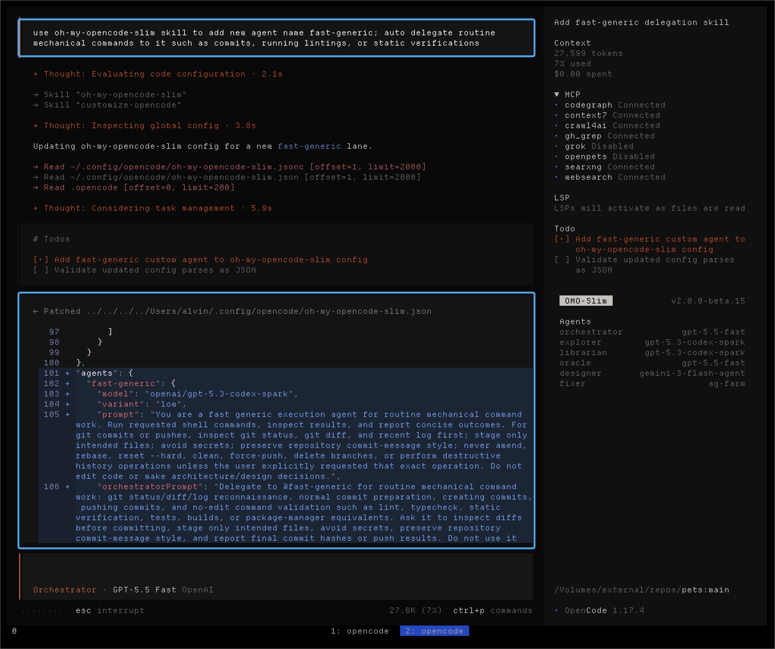 oh-my-opencode-slim skill in use