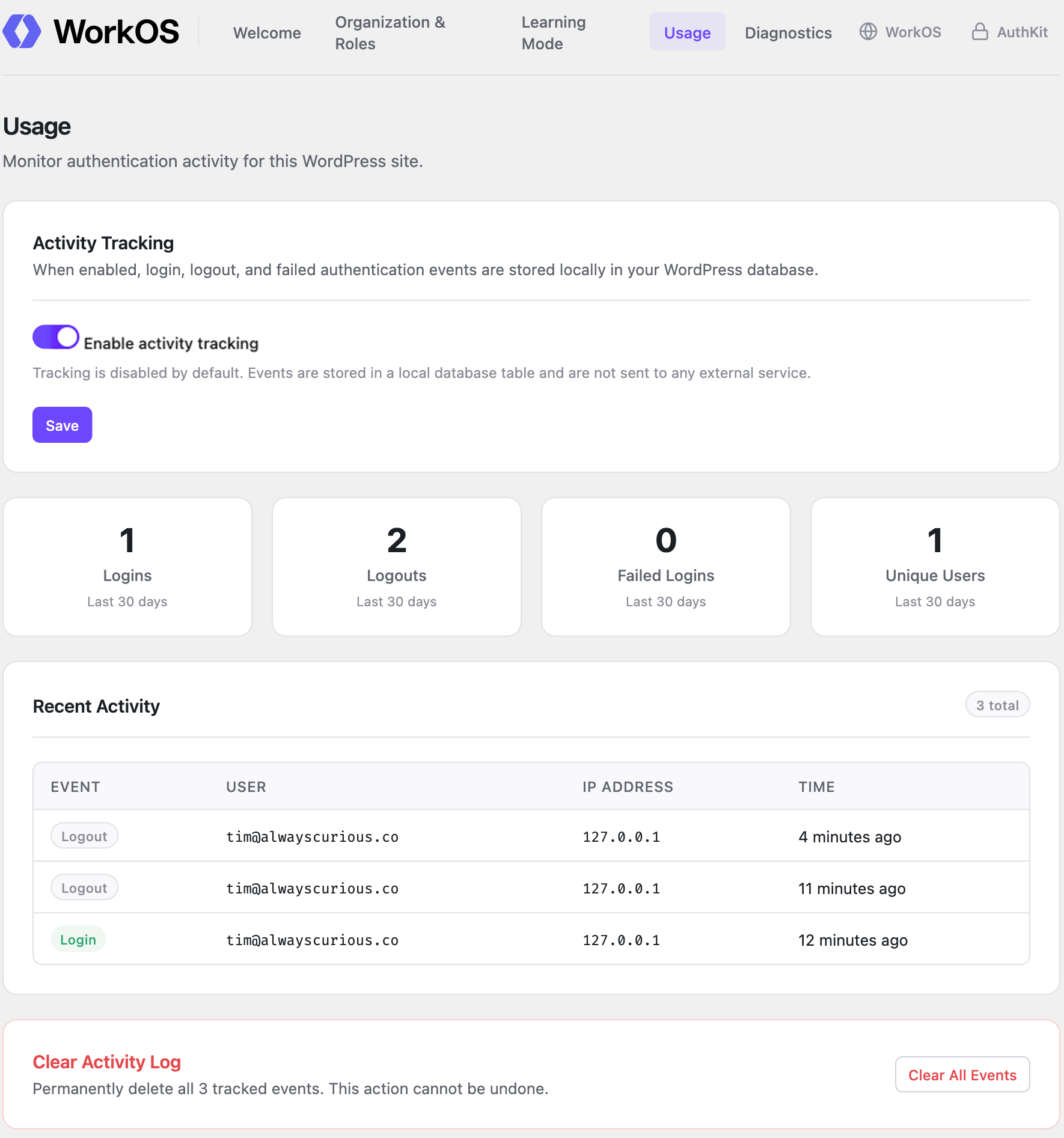 Usage & Activity Tracking