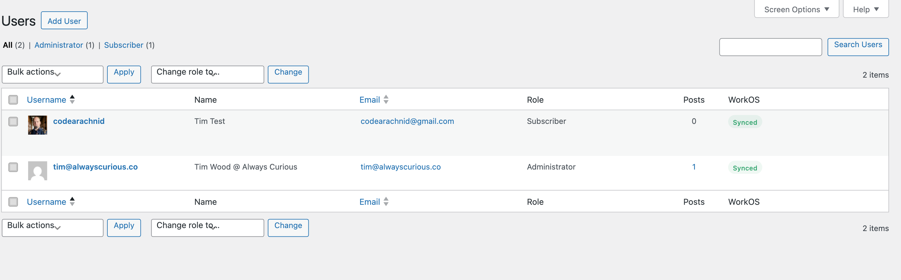Users Table with WorkOS Status