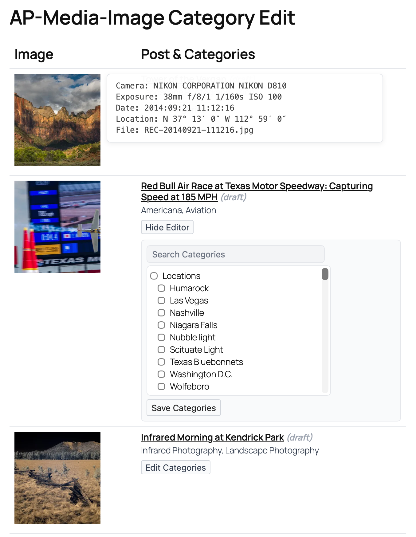 Category editor