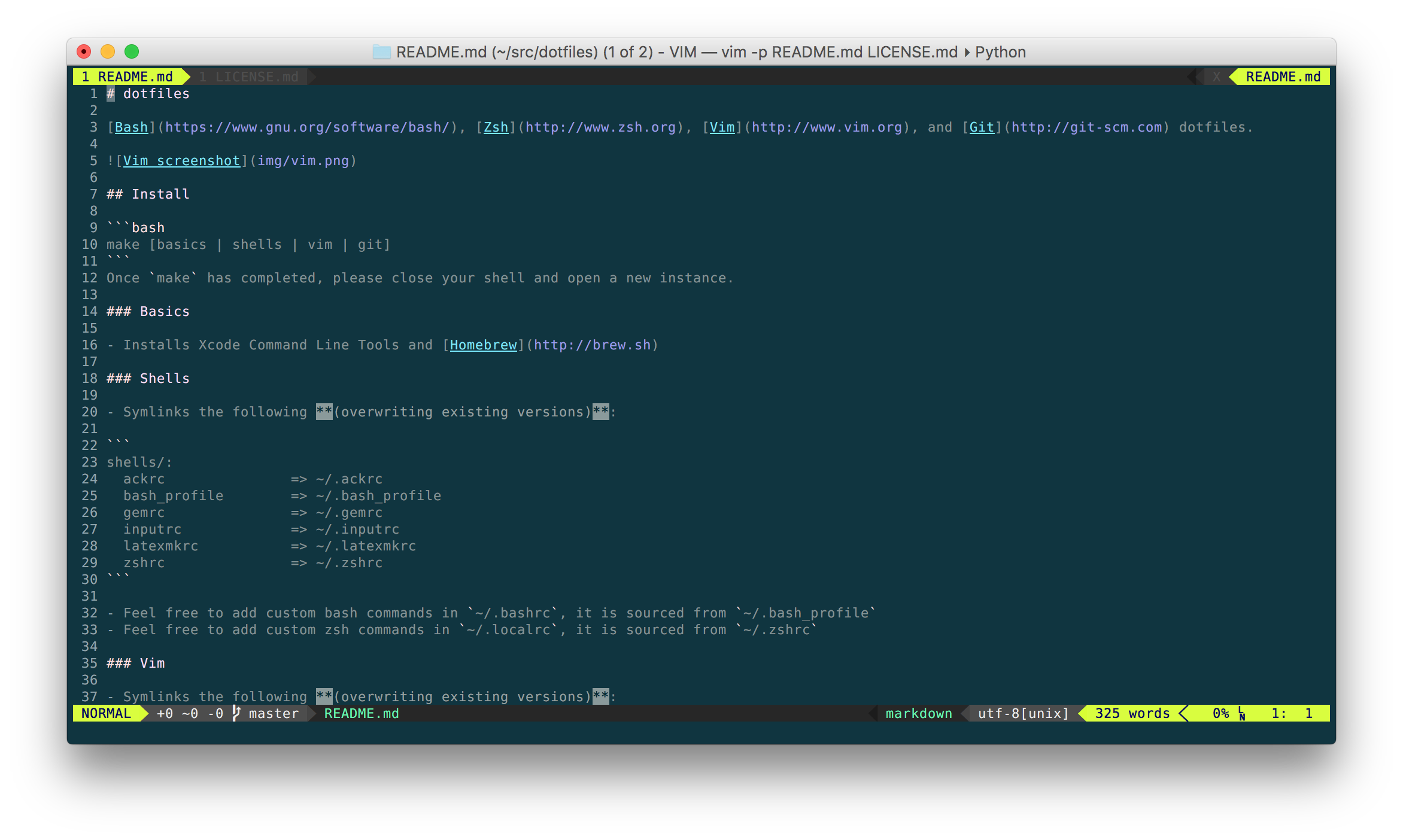 Vim screenshot