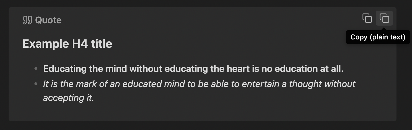 Copy Plain Text Button