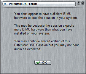 don't have sufficient E-MU hardware error screenshot