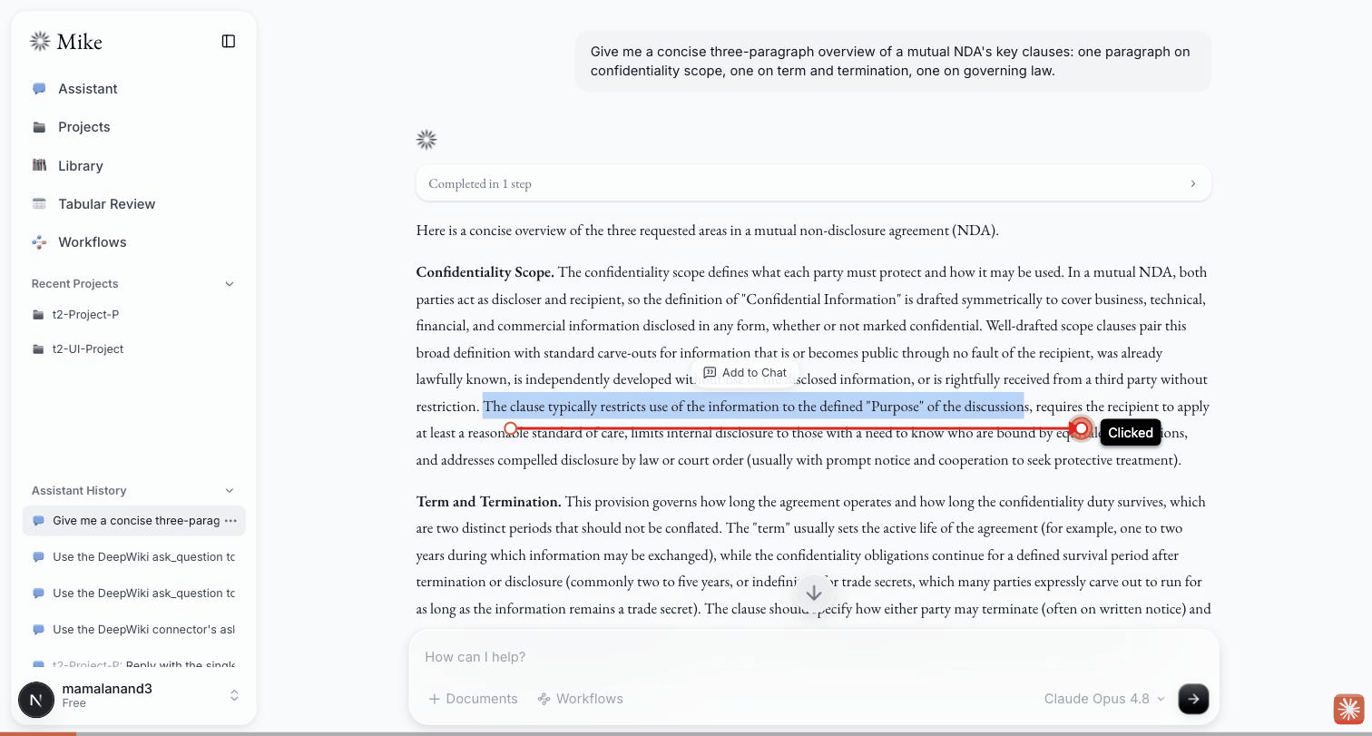 Highlight → Add to Chat live demo