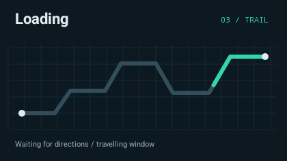 A loading segment travels along the route while the base remains visible