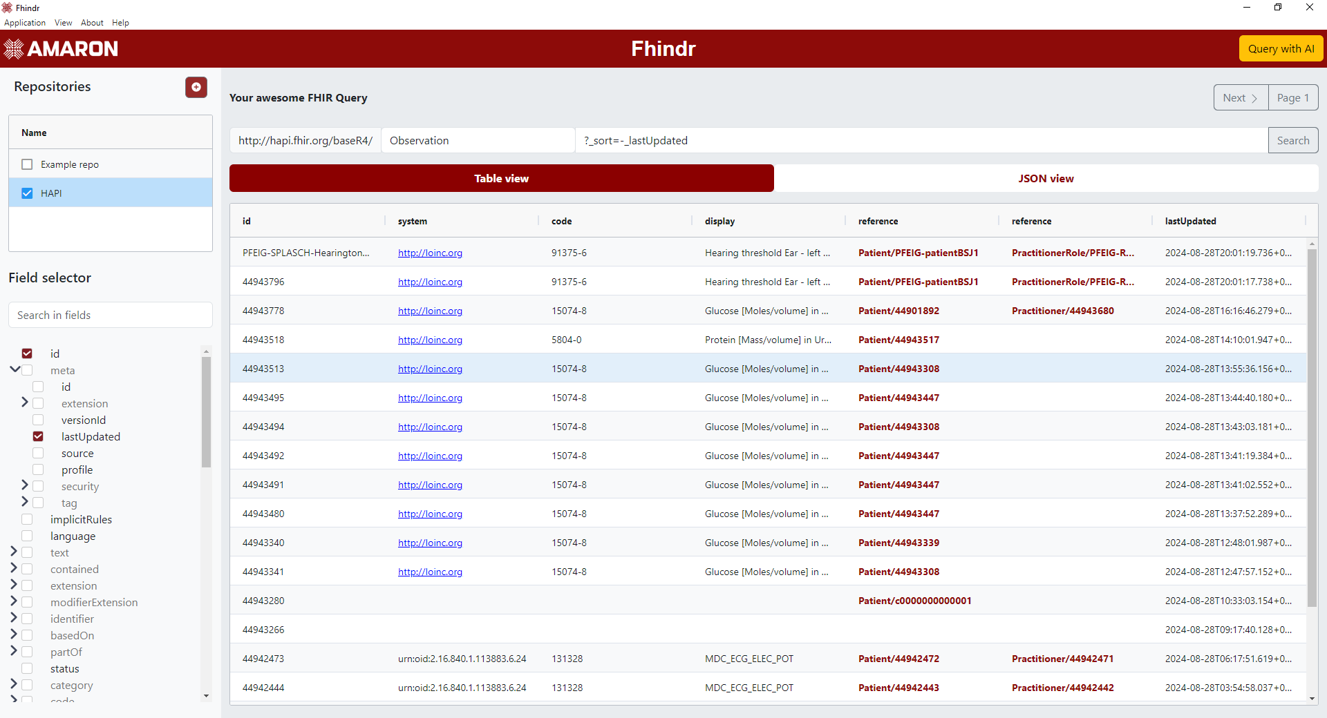 Detailed JSON view