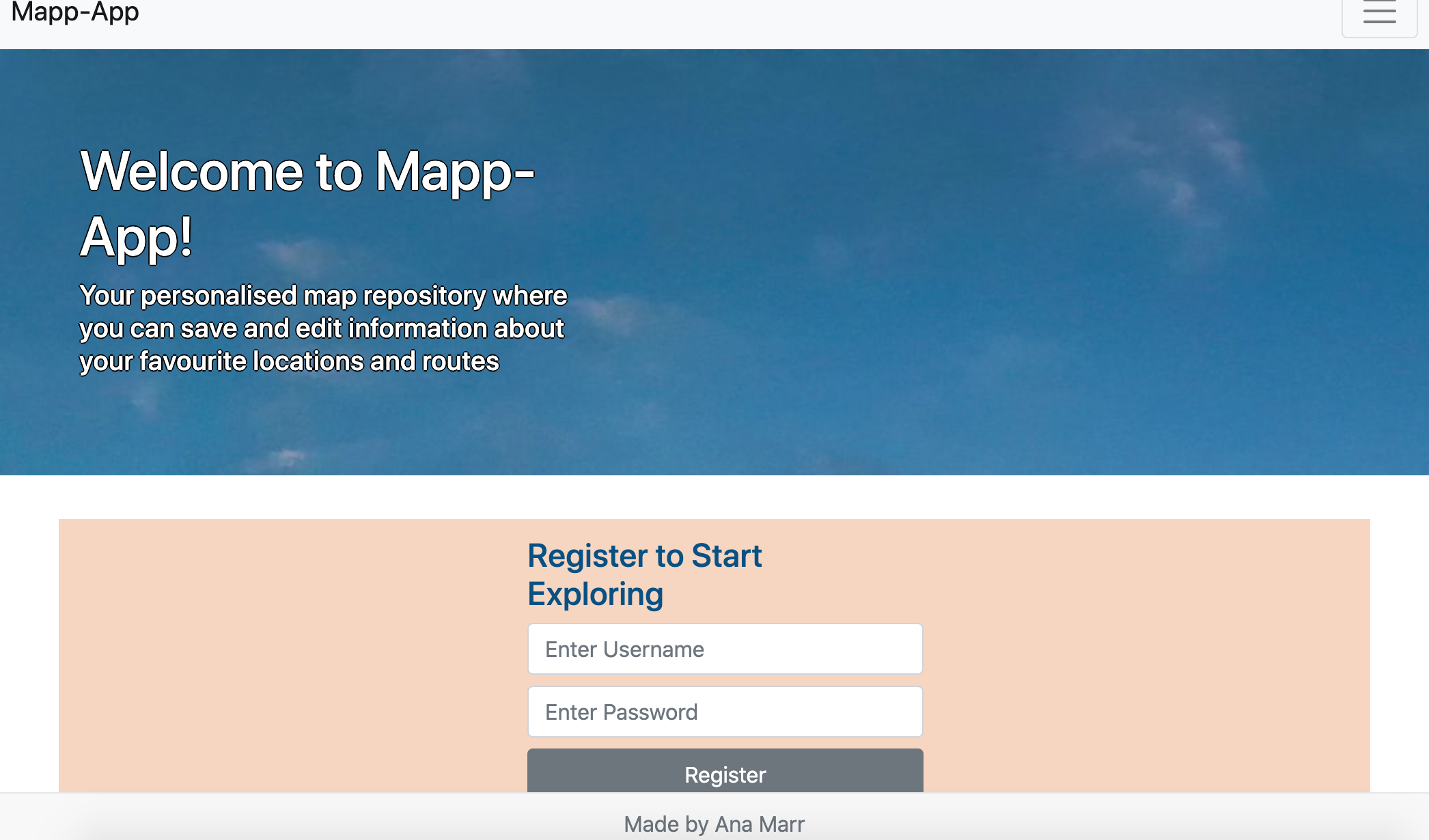 An image of the MapApp Home page on desktop.