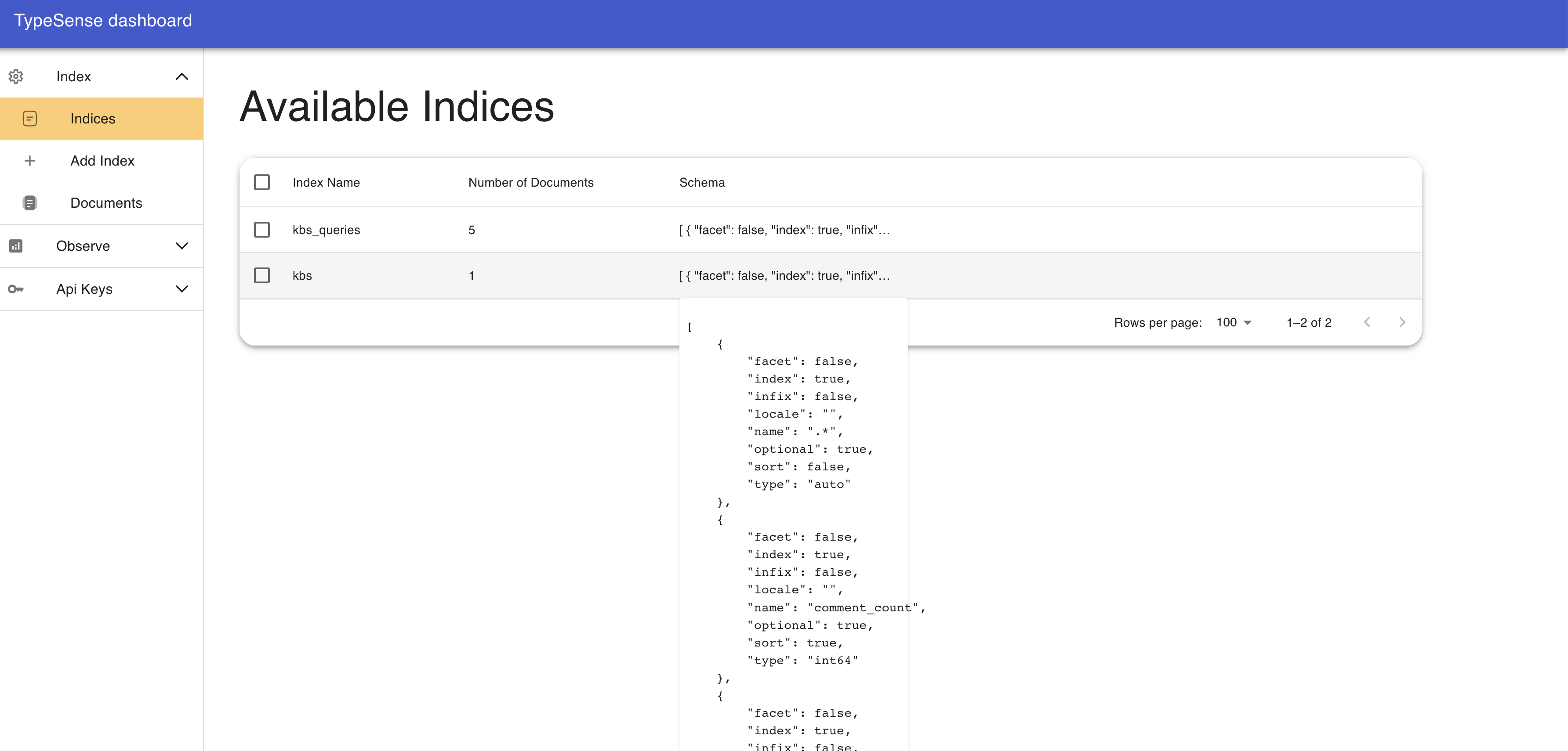 Index List