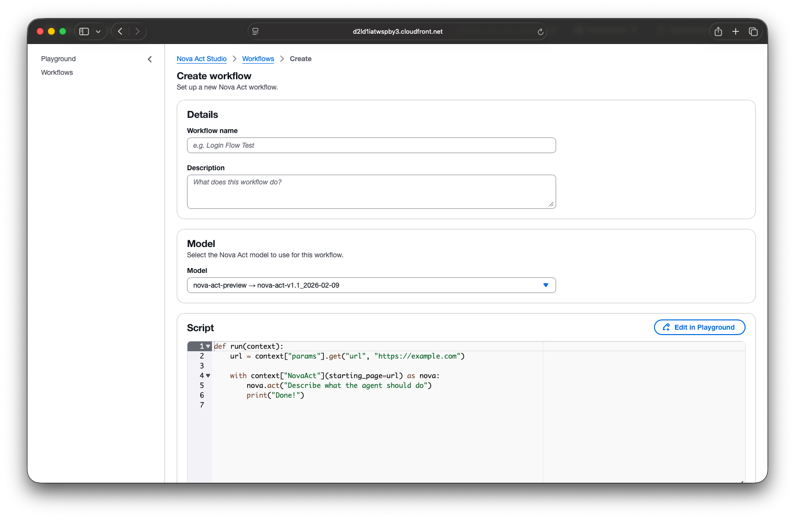 Create workflow