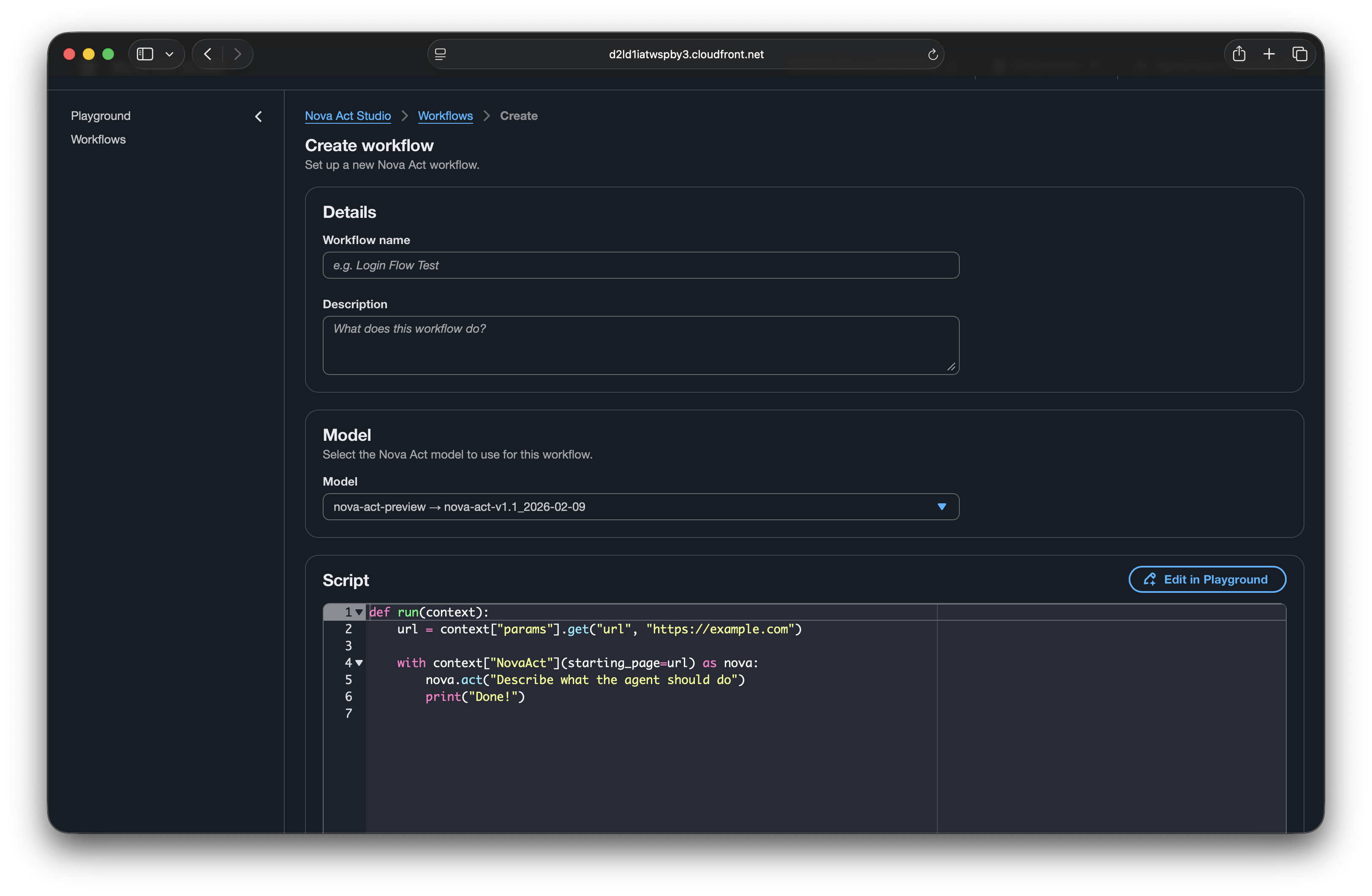 Create workflow