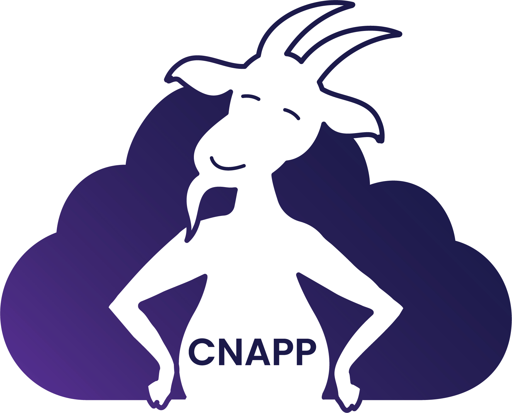 CNAPPGoat logo: a smiling goat with a purple cloud background
