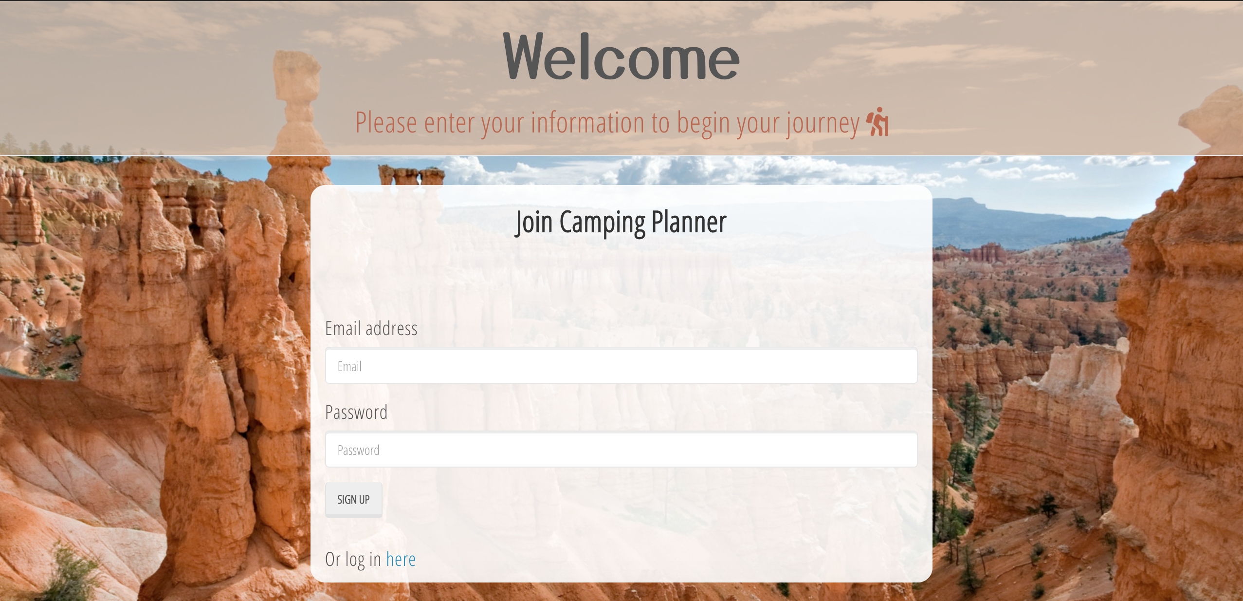 Camping Planner Welcome