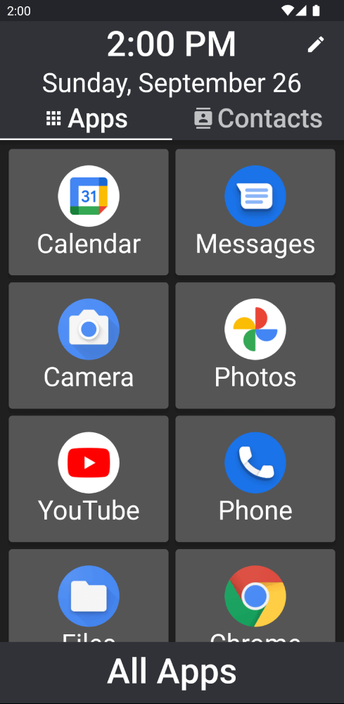 Dark Mode: Homescreen with favourite apps