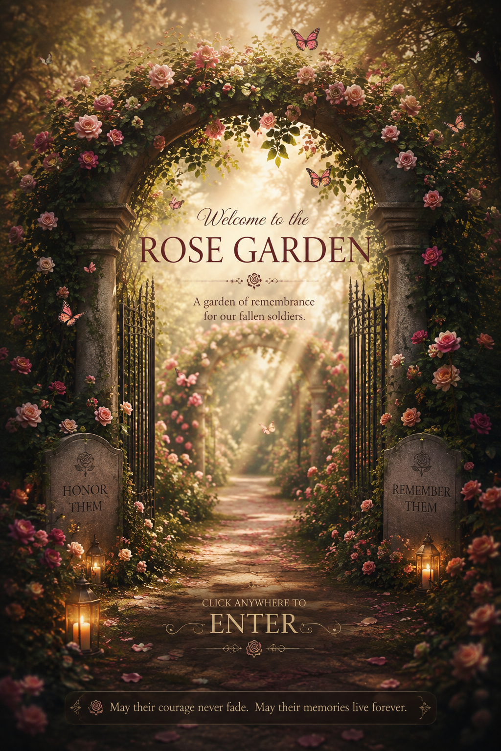 Enter The Rose Garden, a garden of remembrance