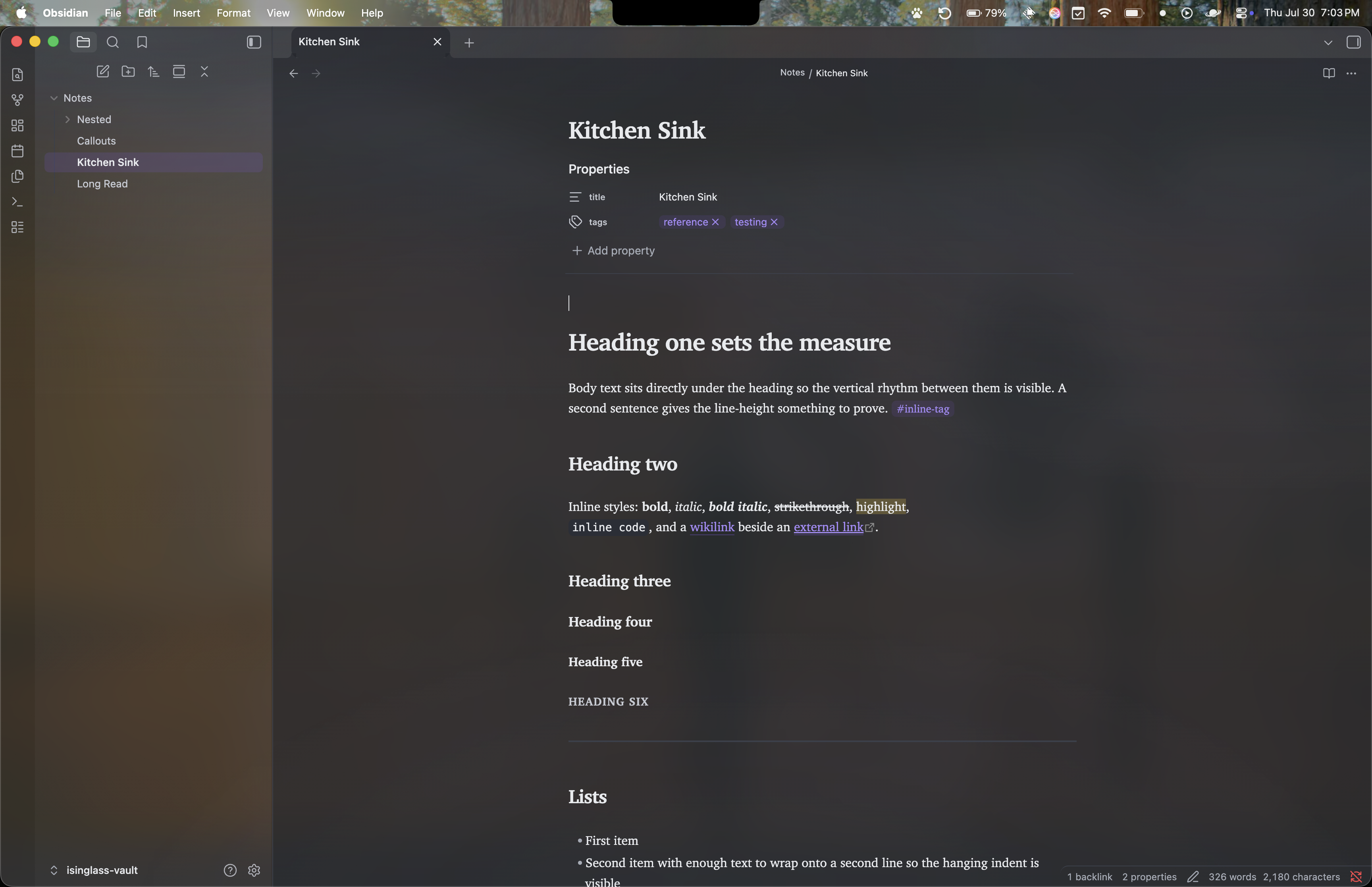 Dark mode detail
