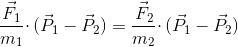 F1/m1*(P1 - P2) = F2/m2*(P1 - P2)