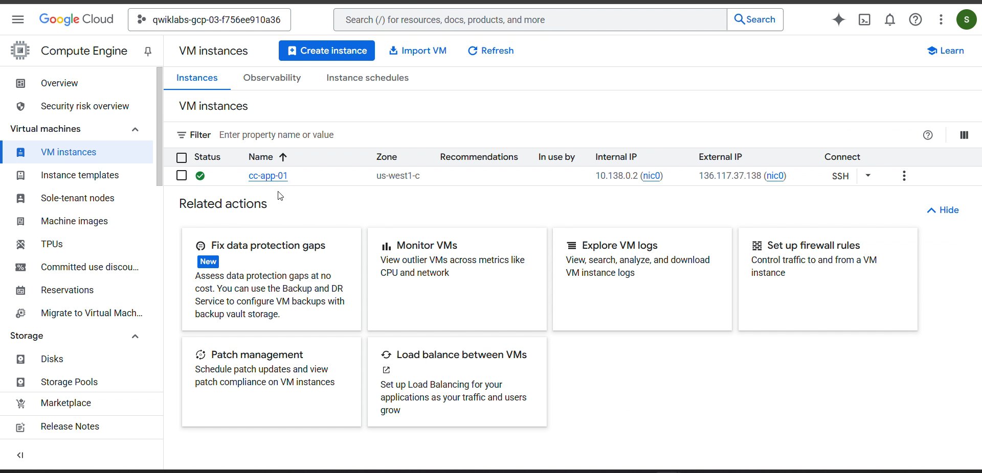 Stopping the compromised virtual machine.