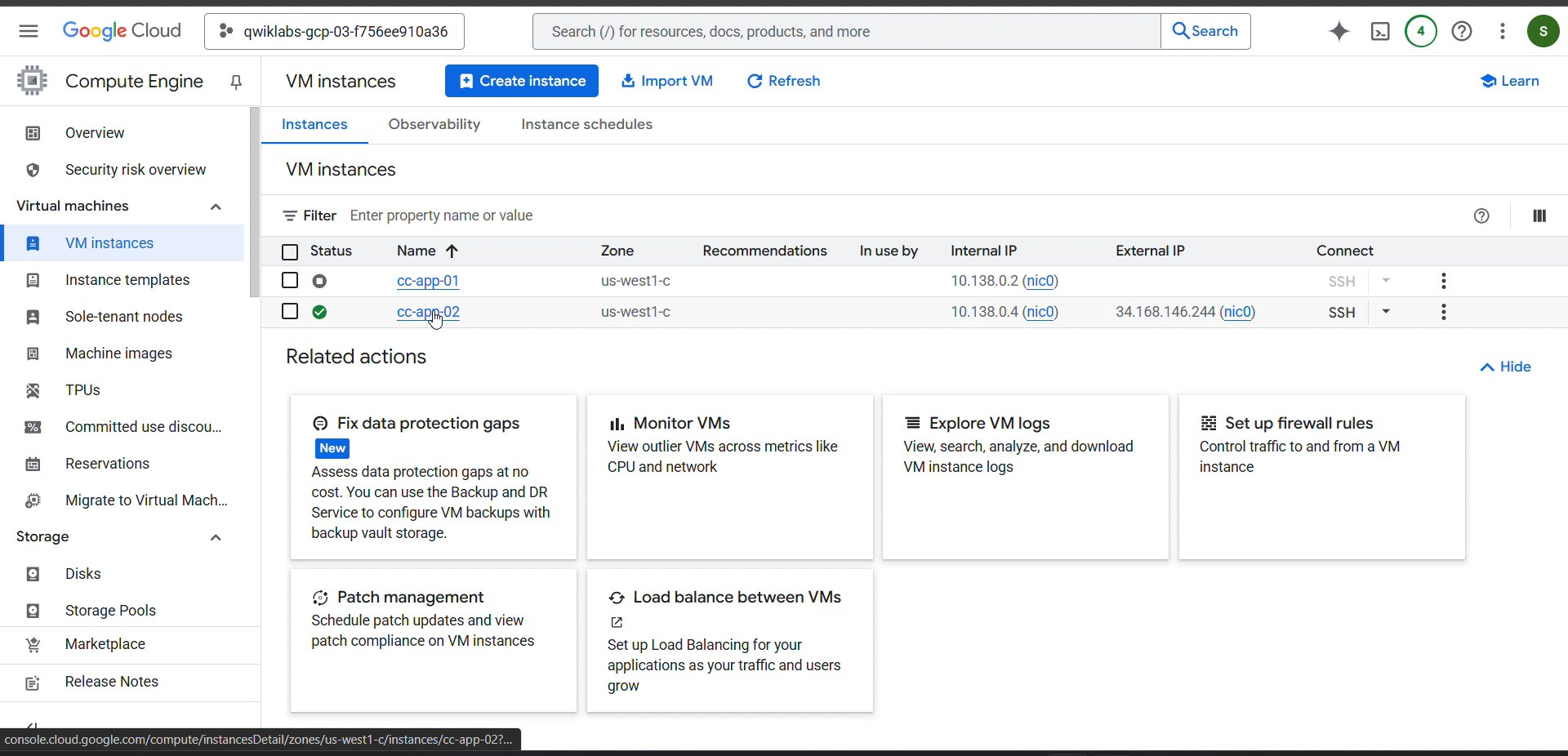 Cloud Storage bucket security settings.