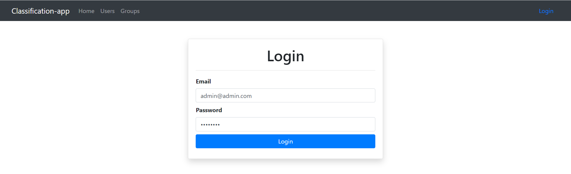 Login page