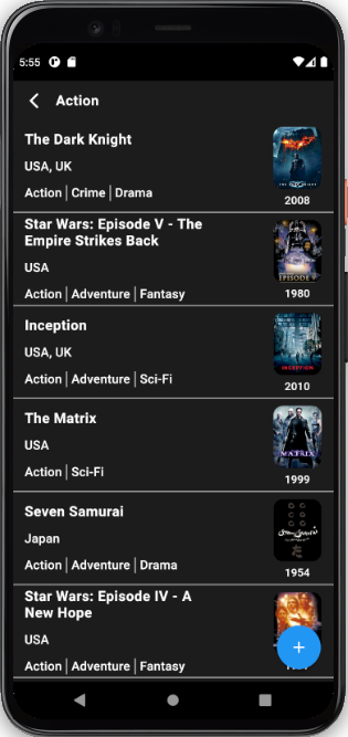 Movie list in a genre page