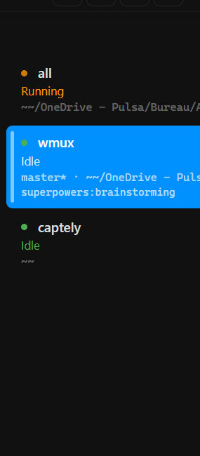 Sidebar showing active Claude Code sessions