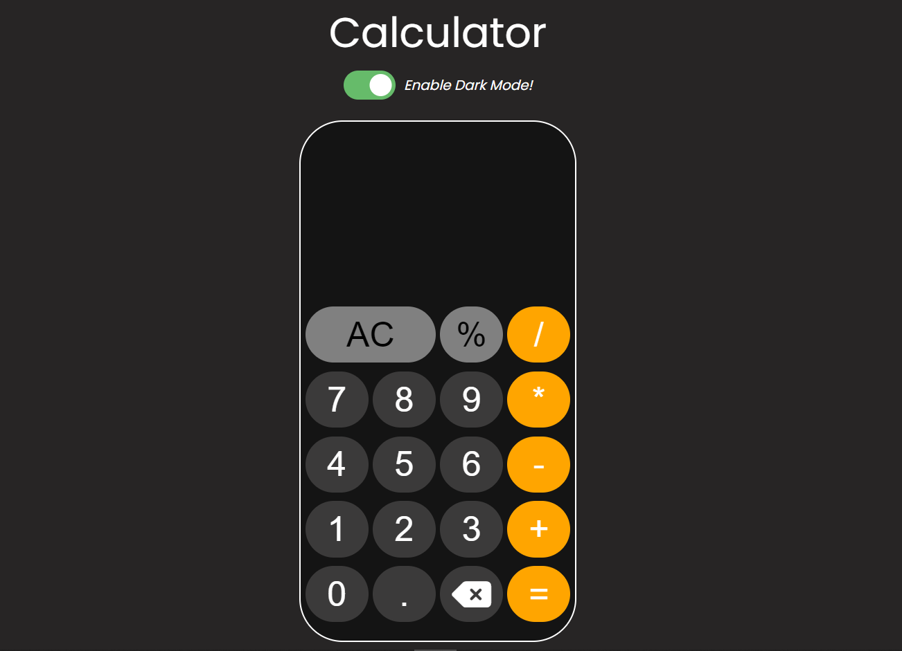 Design preview for the Mini Web Calculator coding challenge