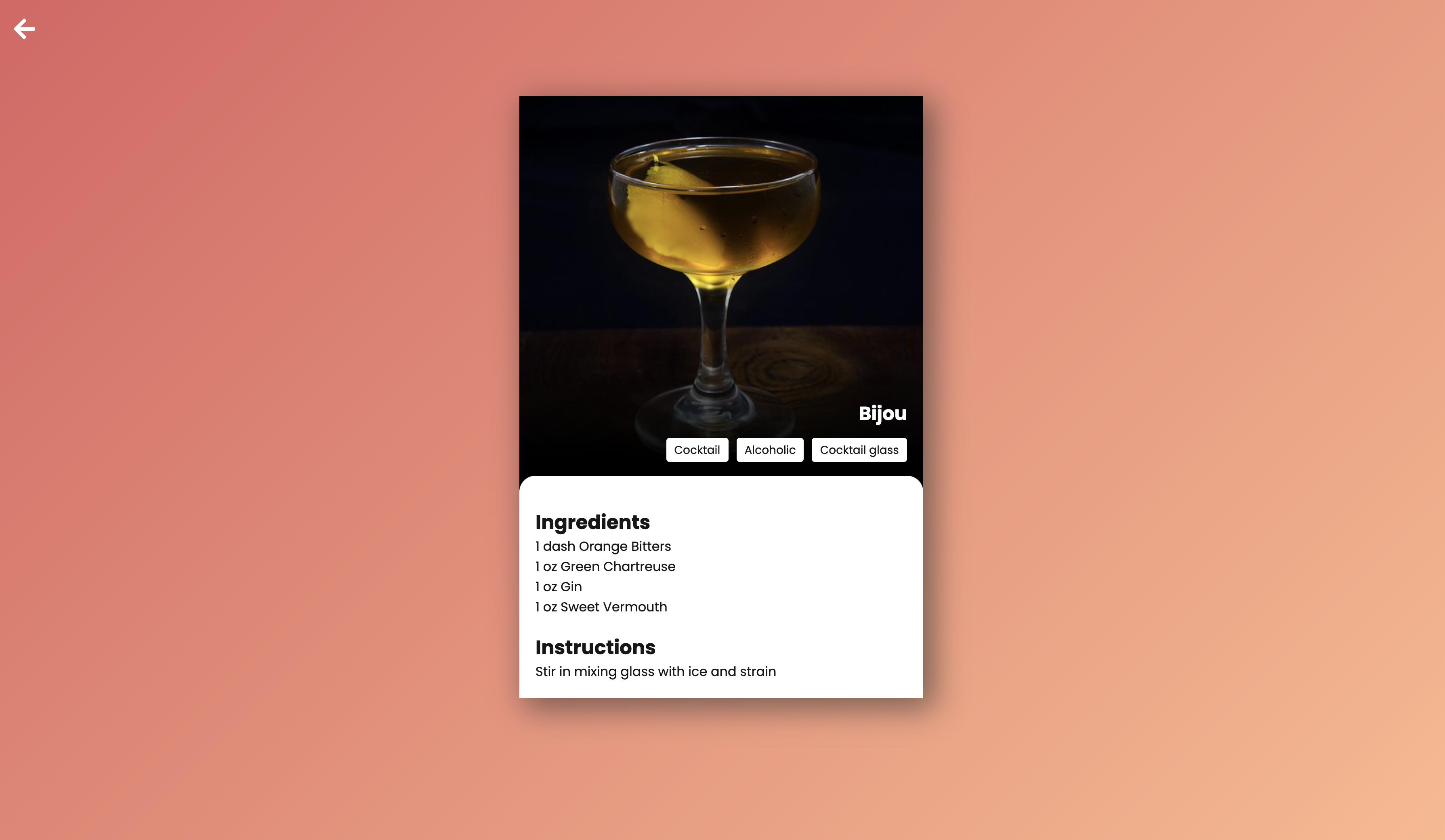 Cocktail Recipe Page