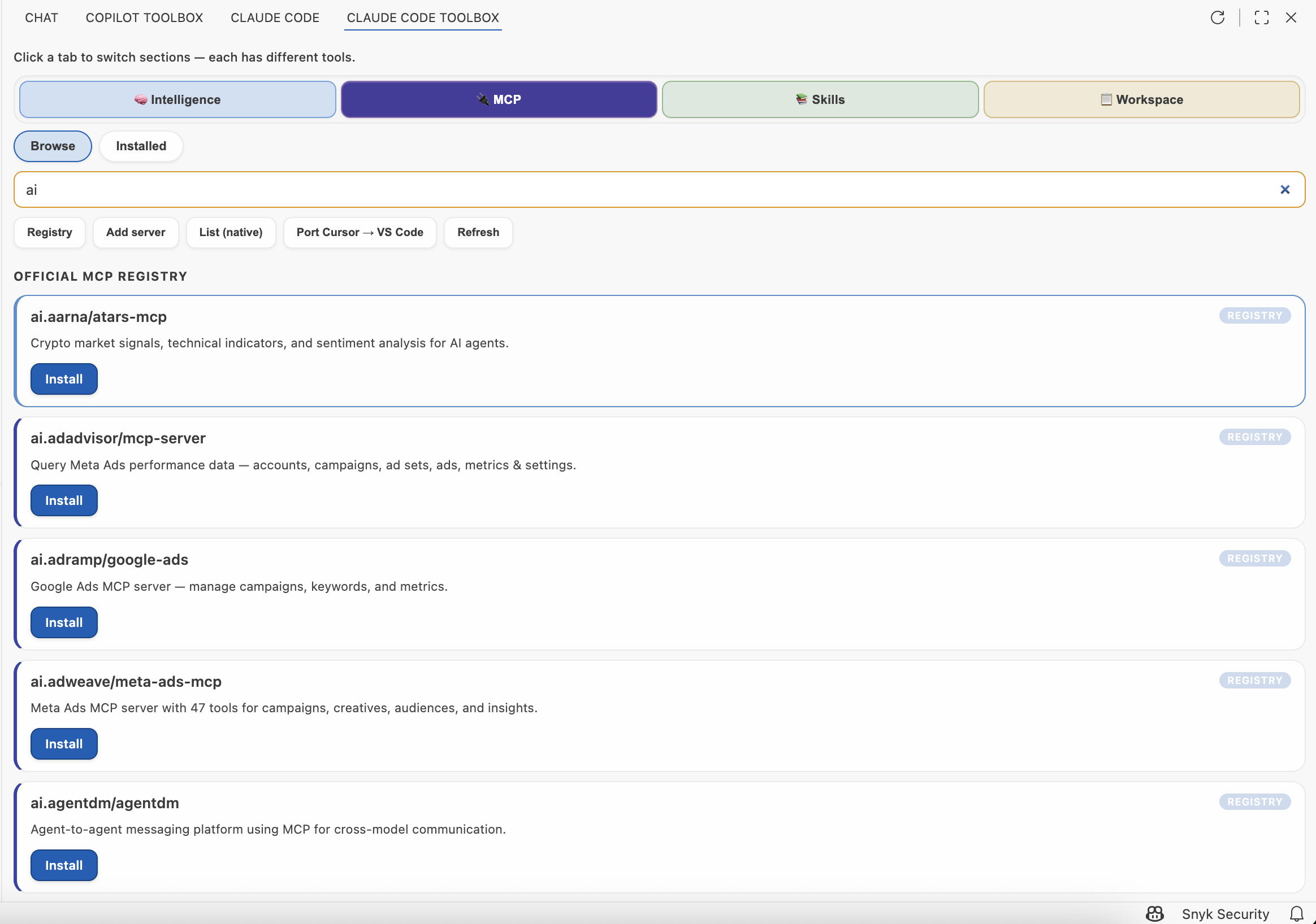 MCP: registry browse & search