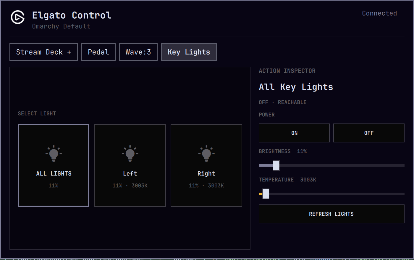 Elgato Control Key Light status