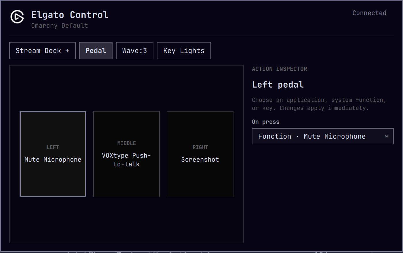 Elgato Control Stream Deck Pedal editor