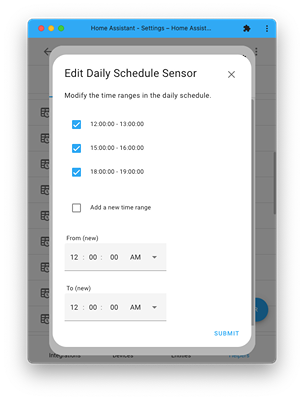 Edit Daily Schedule Time Range