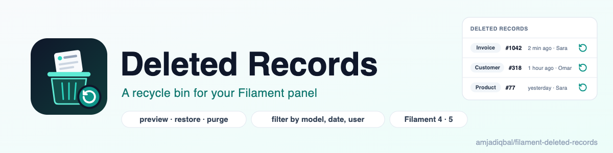 Deleted Records: a recycle bin for your Filament panel