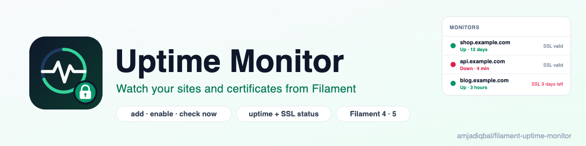 Uptime Monitor: watch your sites and certificates from Filament