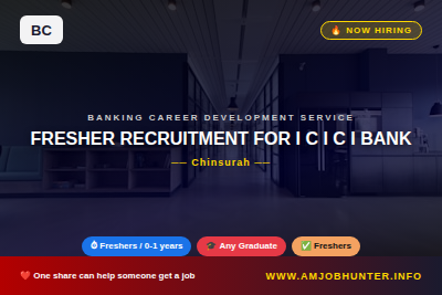 BANKING CAREER DEVELOPMENT SERVICE Hiring - FRESHER RECRUITMENT FOR I C I C I BANK