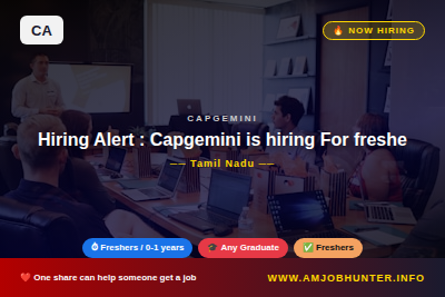 Capgemini Hiring - Hiring Alert : Capgemini is hiring For fresher | Diversity Hiring