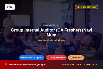 Capgemini Hiring - Group Internal Auditor (CA Fresher) (Navi Mumbai)