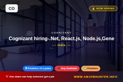 Cognizant Hiring - Cognizant hiring-.Net, React.js, Node.js,Generative AI,Azure-Manager