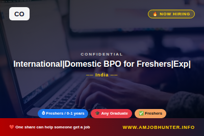 Confidential Hiring - International|Domestic BPO  for Freshers|Exp| Sal upto 40k