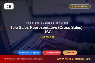 Credicus Business Services Hiring - Tele Sales Representative (Cross Sales) | HSC Pass Fresher & Exp